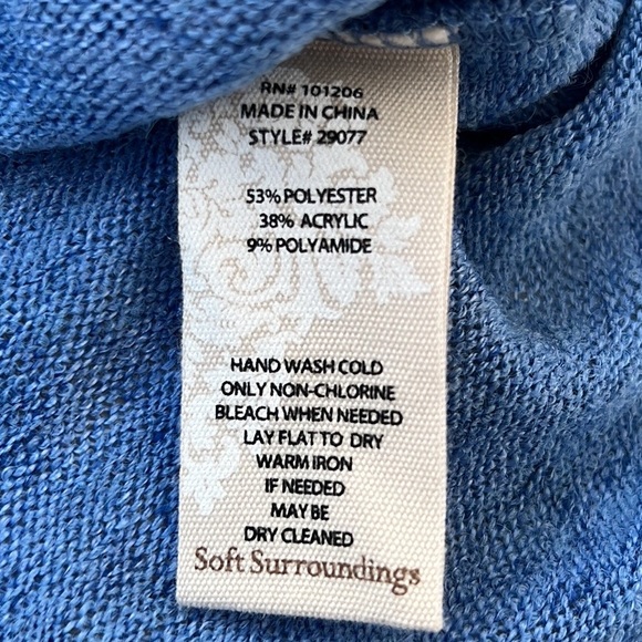 NWOT Soft Surroundings Valentina Zip Sweater - Light Blue (size S) - Picture 5 of 6